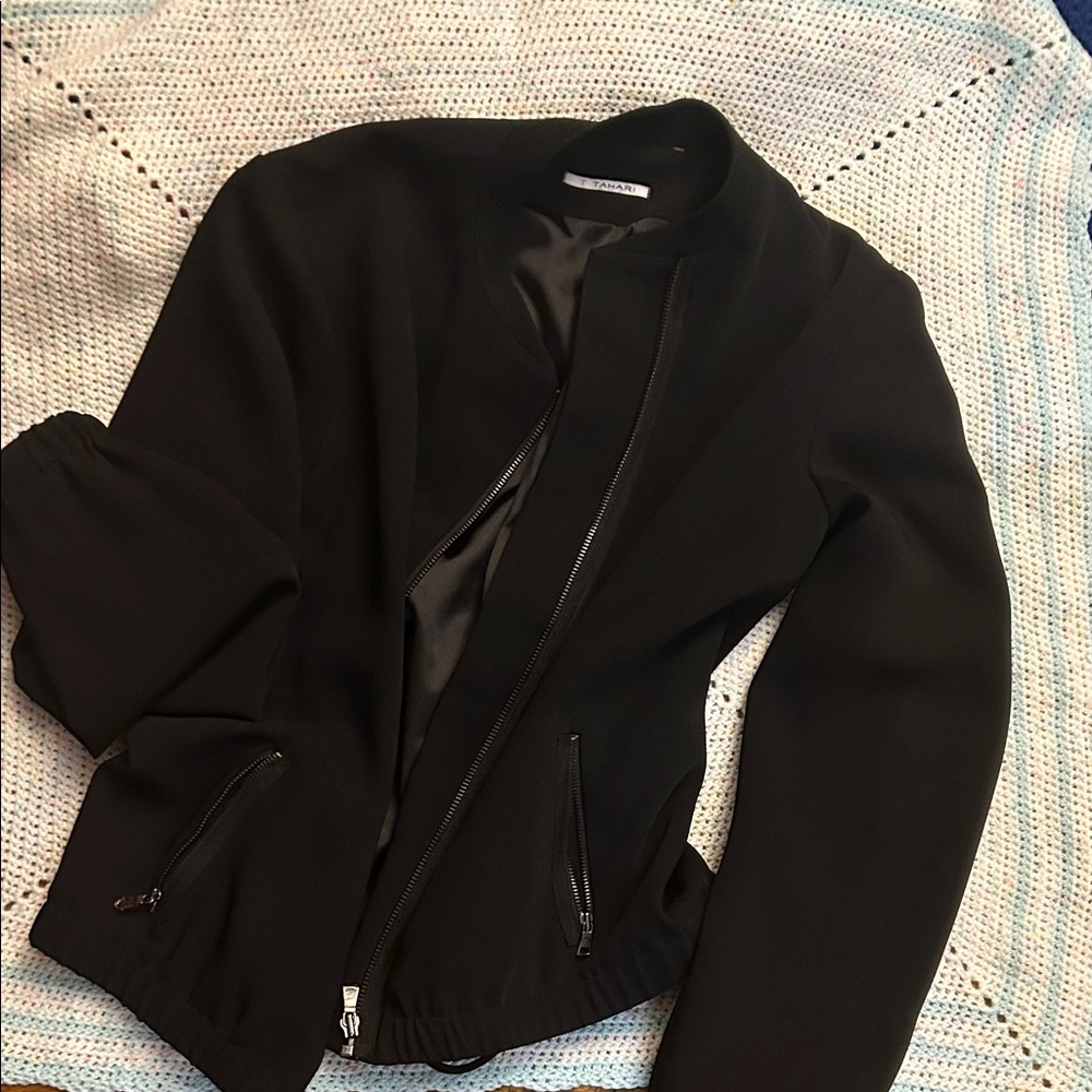 T Tahari Black Bomber Jacket